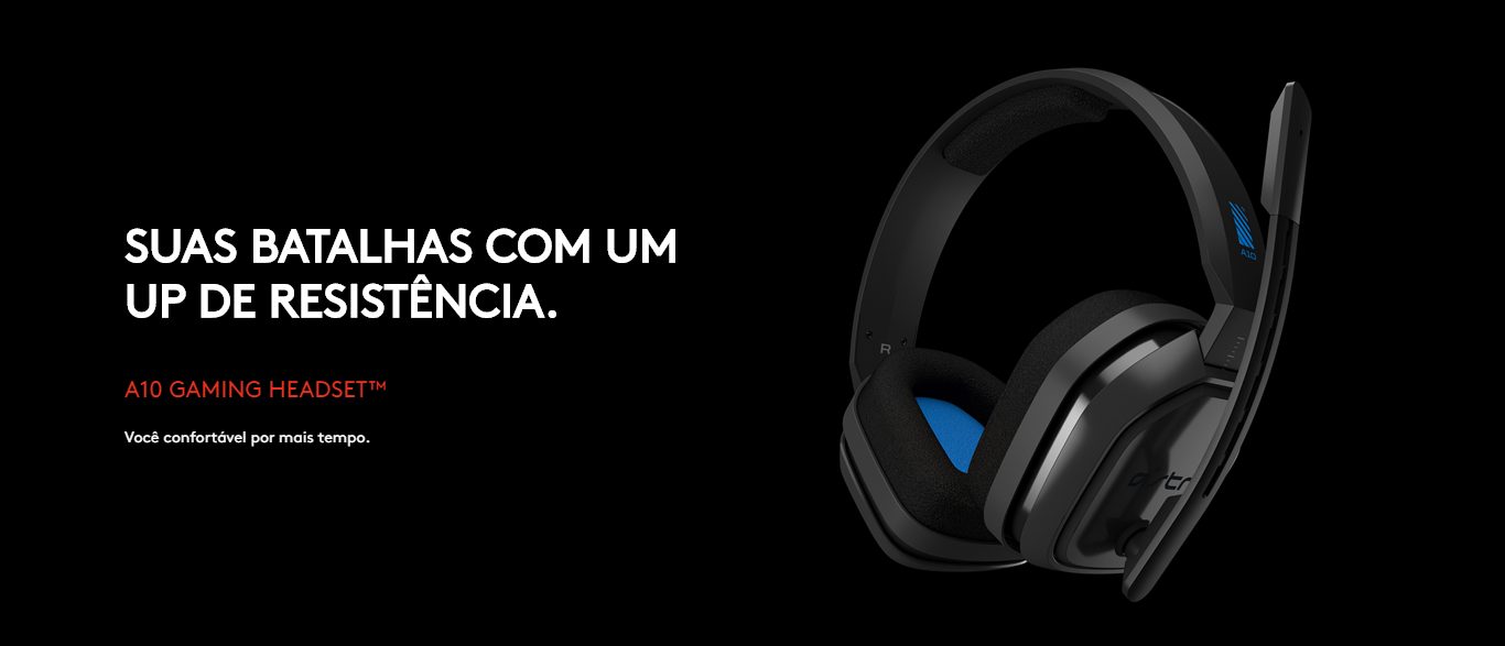 Headset Gamer Logitech Astro A10 PS4 com Fio Preto/Azul